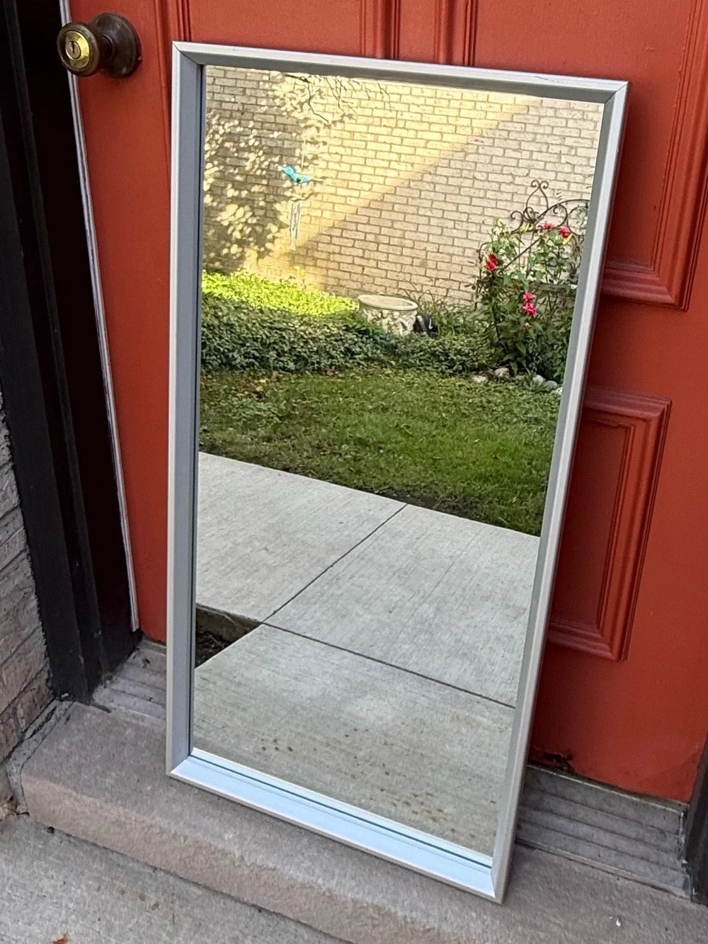 Contemporary Silver Framed Wall Mirror - Silver by IKEA 18X36 .